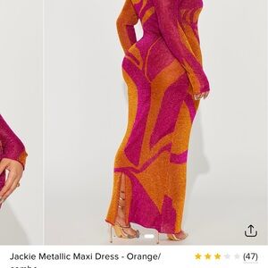 COPY - Pink swirl metallic knit dress